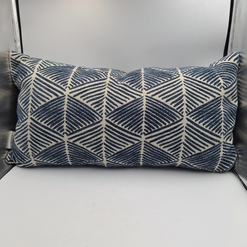 Urban Loft by Westex Lumbar Throw Pillow Blue Cream Geometric Textured 13x24